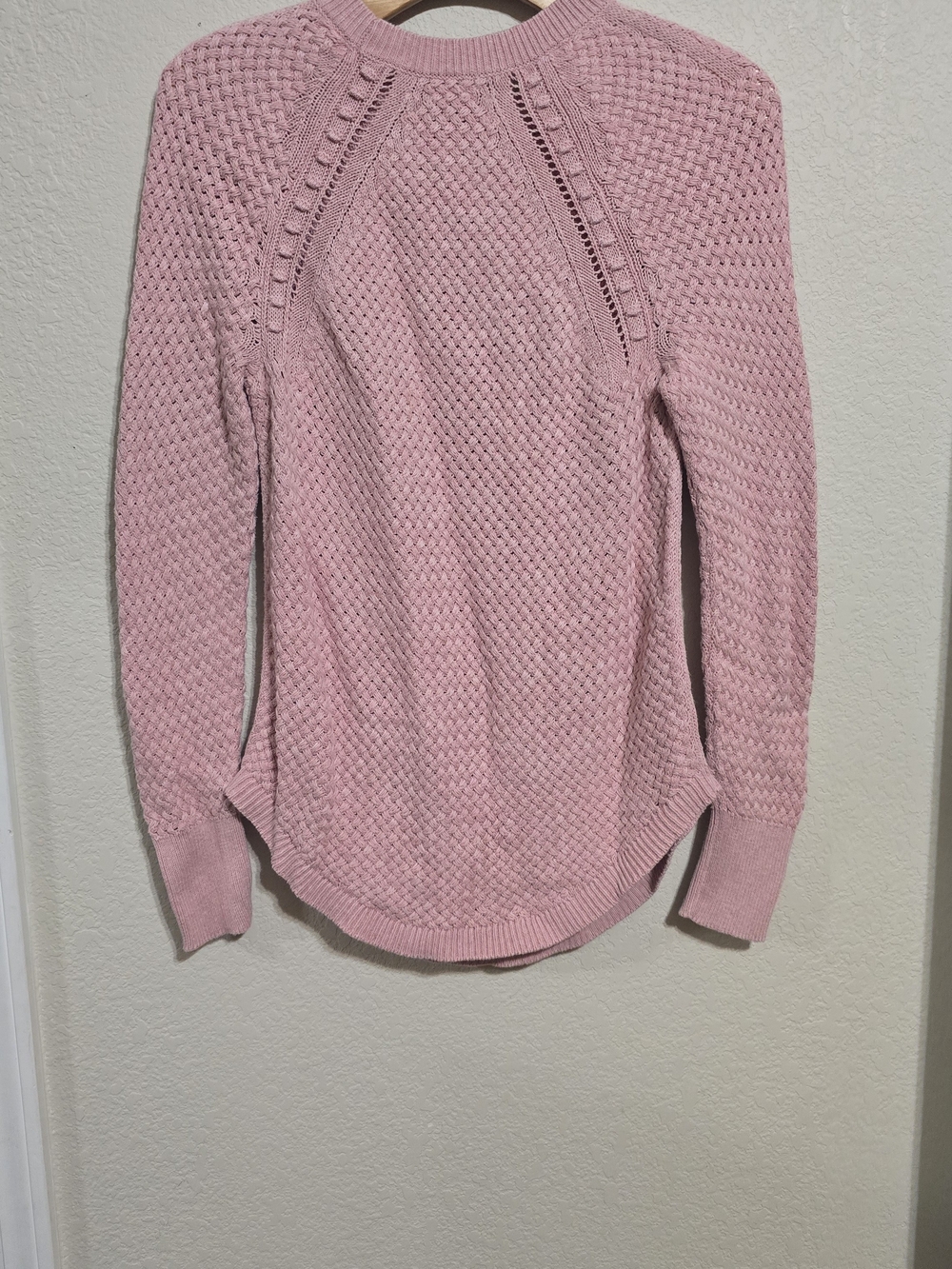 LOFT Textured Pink Crewneck Sweater